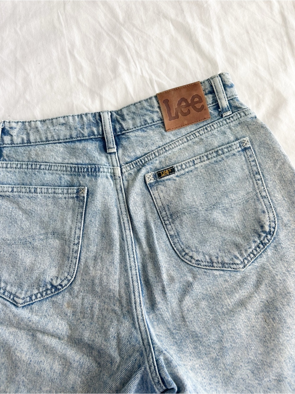 Lee Light Blue High-Rise Denim Jeans with Leather Patch